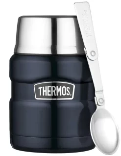 Thermos Stainless King Mattermos 0,47LBlå Mattermos Med Foldbar Skje I Lokket