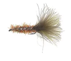 Unique Flies Børsteormen Olive/Brown # 4Kjøp 12 Fluer Få Gratis Flueboks